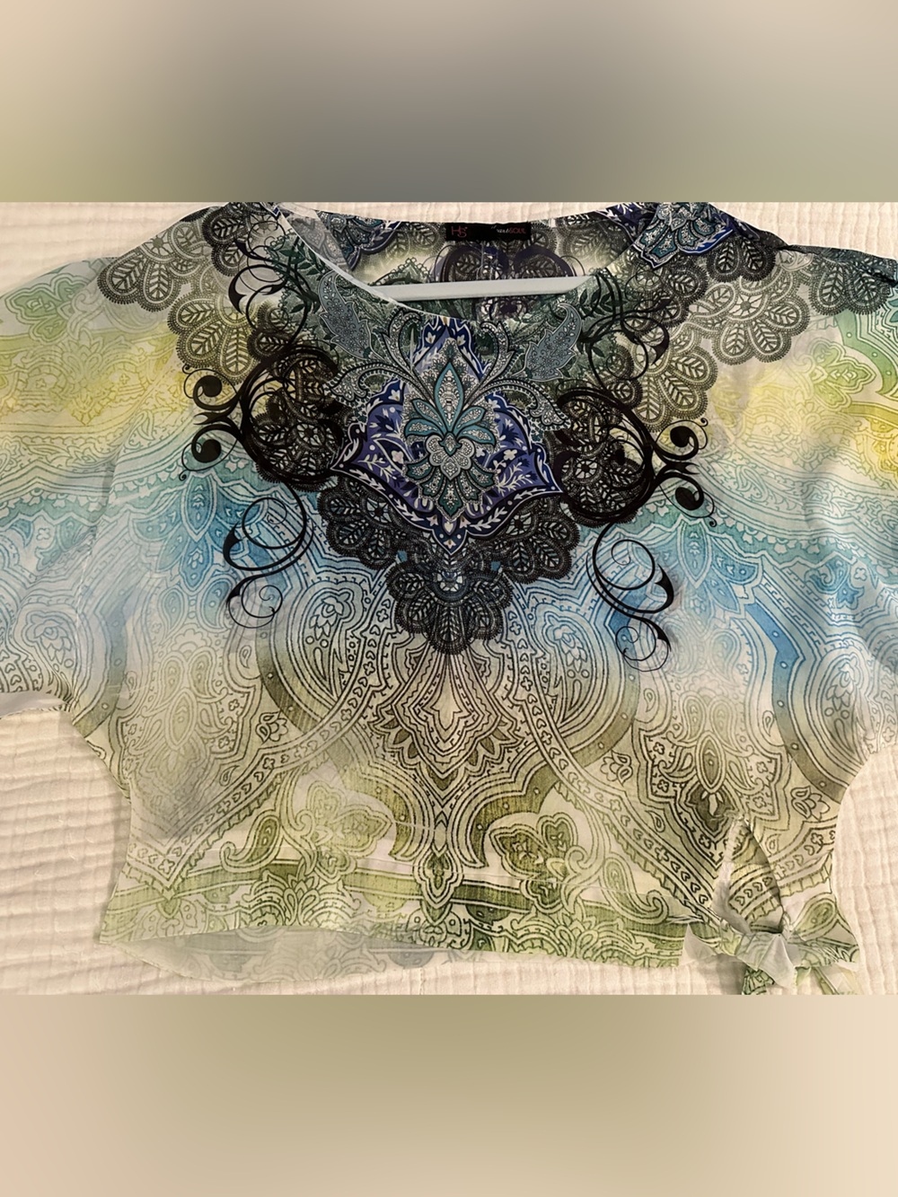 HeartSoul Multi-Color Sheer Print Top.
